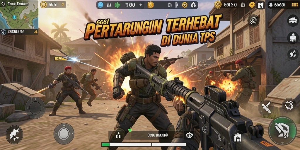 Tampilan gameplay seru dalam 666I dengan aksi tembak-menembak yang mendebarkan.