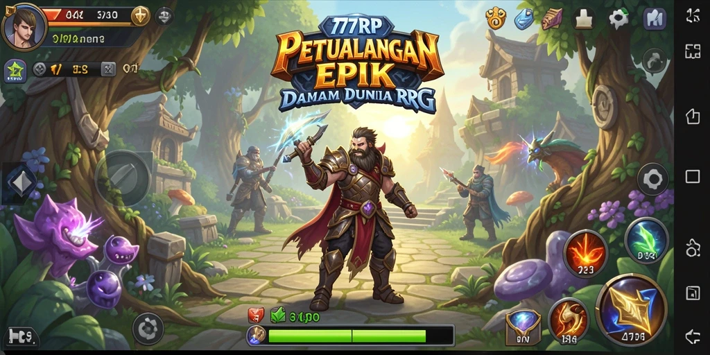 Tampilan gameplay <strong>77RP</strong> yang penuh aksi di dunia fantasi.