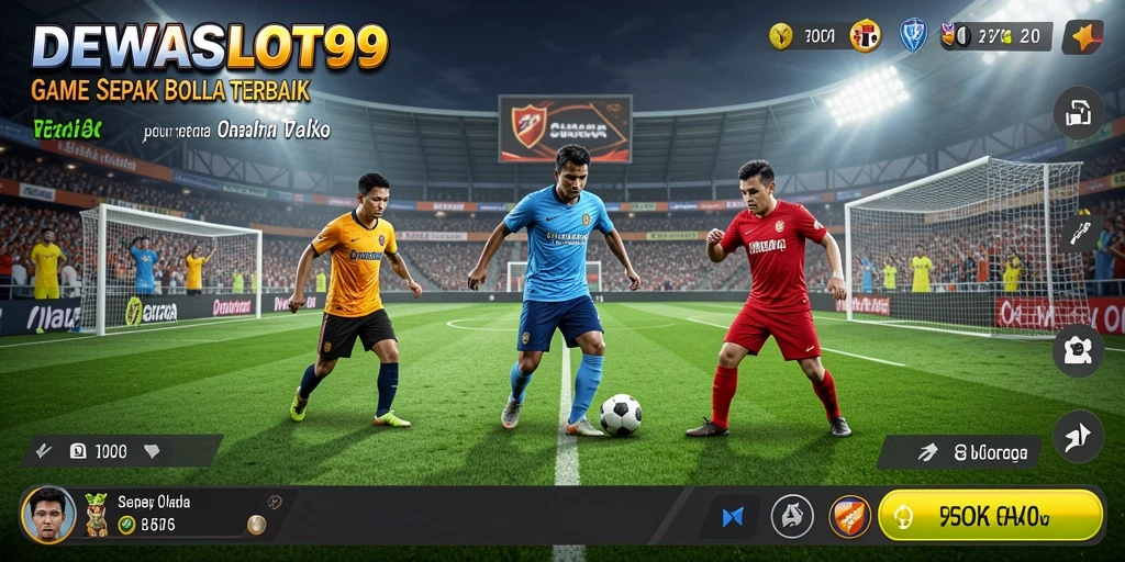 Screenshot gameplay DEWASLOT99 dengan aksi seru di lapangan sepak bola.