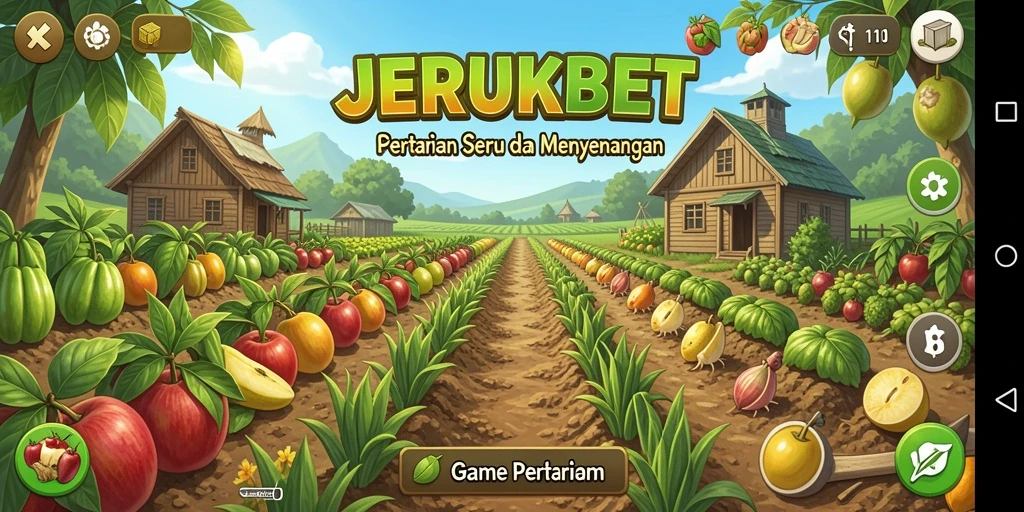 Gameplay seru JERUKBET yang menampilkan aktivitas bertani.