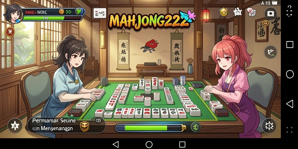 Tampilan menarik dari gameplay MAHJONG222 dengan karakter Anime.