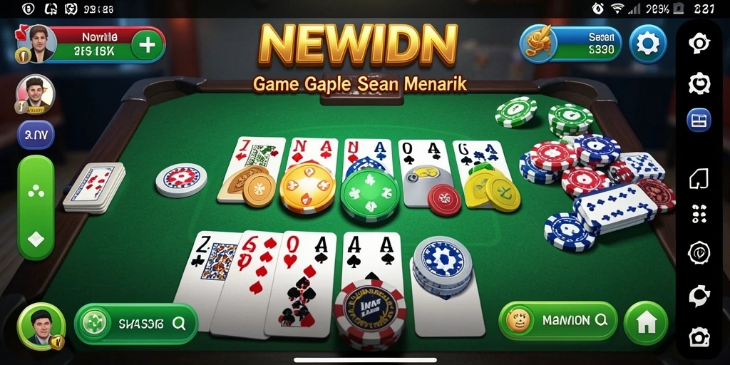 Tampilan screenshot utama NEWIDN menampilkan gameplay Gaple yang seru dan interaktif.
